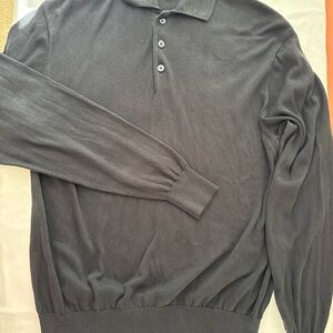 Men's Vintage Tulliano Black‎ Polo Lightweight Sweater